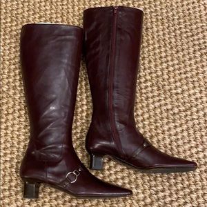 Cole Haan Burgundy Leather Tall Boots Size 8B